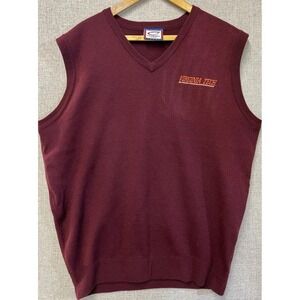 VTG Virginia Tech Sweater Vest Mens Large V Neck Pullover Made In Italy HOKIES
